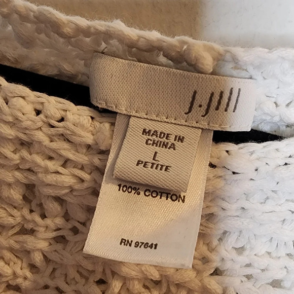 J. Jill button side open knit white tunic top. Women's size Large Petite. - Picture 3 of 13